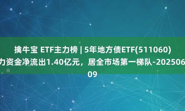 擒牛宝 ETF主力榜 | 5年地方债ETF(511060)主力资金净流出1.40亿元，居全市场第一梯队-20250609