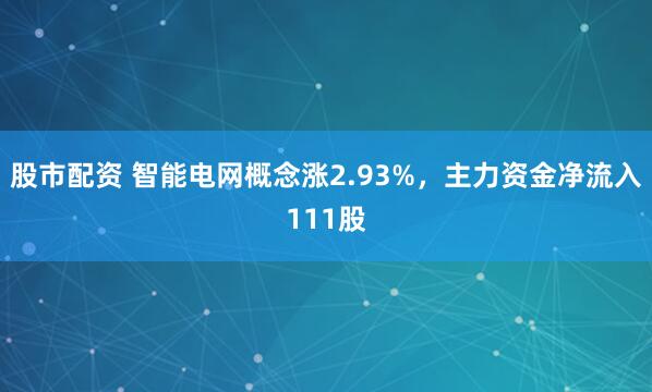 股市配资 智能电网概念涨2.93%，主力资金净流入111股
